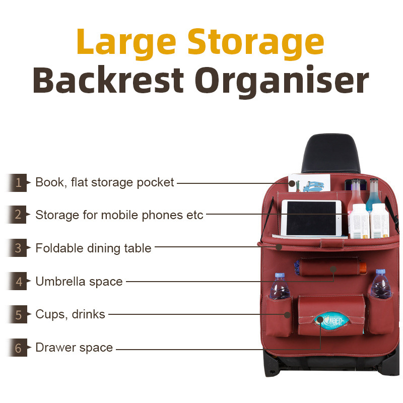 Autós háttámla rendszerező tárolótáska összecsukható asztali tálcával, tablettatartó szövetdoboz Auto hátsó üléstáska védőtartozékok