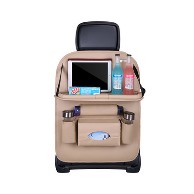 Οργάνωση πλάτης καθισμάτων αυτοκινήτου Pu δερμάτινη τσάντα αποθήκευσης αυτοκινήτου Πτυσσόμενος πίνακας Δίσκος ταξιδιού Τσάντα αποθήκευσης αυτοκινήτου Αξεσουάρ αυτοκινήτου