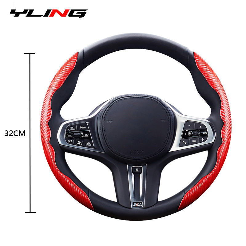 1 pár szénszálas kormányburkolat כיסוי להגה לרכב funda volante univerzális 37 cm-es csúszásmentes belső dekorációs kiegészítők