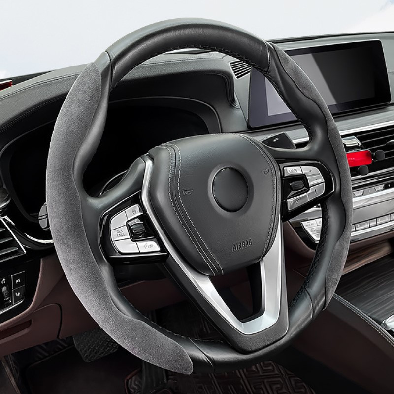 Capacul volanului mașinii cu 2 jumătăți, 38 cm, 15 inchi, material blană, husă de înălțare pentru roți, accesorii antiderapante