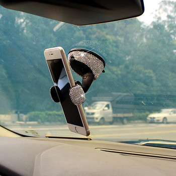 Crystal Rhinestones 360-градусов държач за автомобилен телефон за таблото на автомобила Автоматични прозорци и вентилационни отвори Универсален държач за мобилен телефон за кола