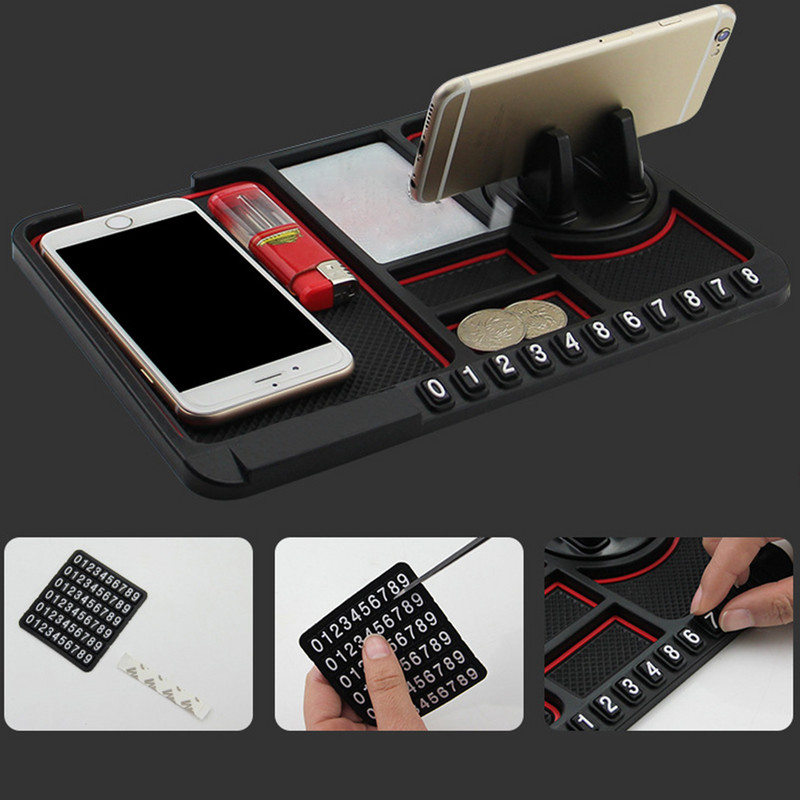 Silikoninis automobilio neslystantis kilimėlis automatinis telefono laikiklis neslystantis lipnus prietaisų skydelis telefono laikiklis stovėjimo numerio kortelės automobilio kilimėlio įtaisas