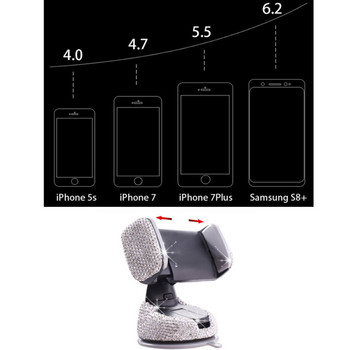 Автомобилен държач за мобилен телефон Обсипан с диаманти кристален изход за въздух Стойка за мобилен телефон Табло за автоматично навигиране Рафт с вендуза Дамски
