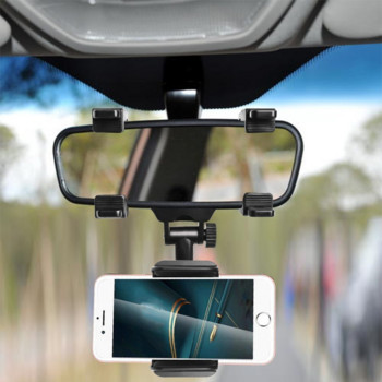 Държач за телефон за огледало за обратно виждане за кола, въртящ се на 360, сгъваем, универсален, автоматичен GPS навигатор, висяща скоба за мобилен телефон