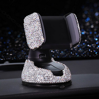 Crystal Rhinestones 360-kraadine autotelefoni hoidik auto armatuurlauale, auto aknad ja õhuava universaalne auto mobiiltelefoni hoidik