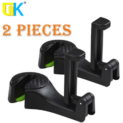 HKGK 2PCS Reguliuojami automobiliniai galvos atramų kabliai Mobilus stovas Automobilinis telefono laikiklis Tvirtinimo elementas Sėdynės nugarėlė Pakabos segtukai krepšiui rankinės namų apyvokos reikmenys