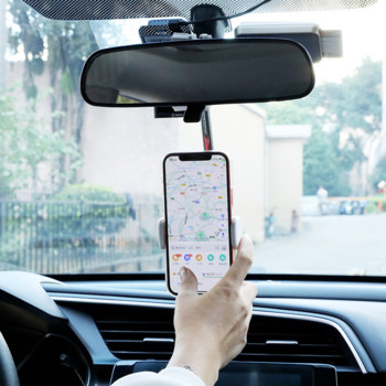 Универсален държач за телефон с огледало за обратно виждане за кола, регулируема ротация на 360, стойка за скоба за GPS телефон за IPhone Xiaomi Samsung