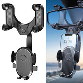 Auto tahavaatepeegli mobiiltelefoni hoidik 360° pööratav mobiiltelefoni kinnitus Universaalne sissetõmmatav tahavaate GPS-i tugiklamber autodele
