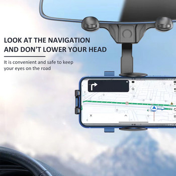 Огледало за обратно виждане за кола Държач за мобилен телефон Въртяща се на 360° стойка за мобилен телефон Универсална прибираща се опорна скоба за GPS за обратно виждане за автомобили