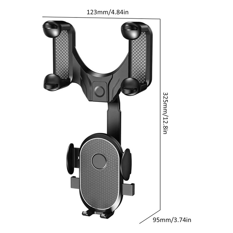 Auto tahavaatepeegli mobiiltelefoni hoidik 360° pööratav mobiiltelefoni kinnitus Universaalne sissetõmmatav tahavaate GPS-i tugiklamber autodele