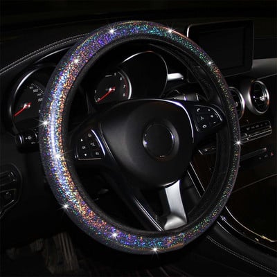 Autó kormánykerék burkolat Crystal Diamond Sparkling Car SUV Kormánykerék védő Jármű Autó Dekoráció Szénszálas