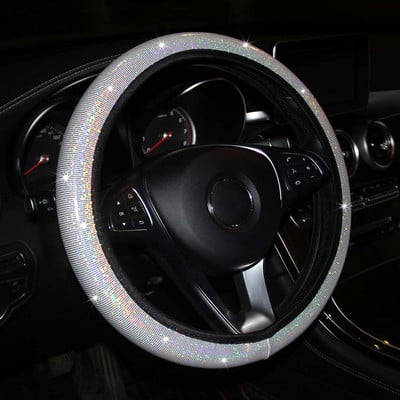 Autó kormánykerék burkolat Crystal Diamond Sparkling Car SUV Kormánykerék védő Jármű Autó Dekoráció Szénszálas