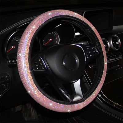 Autó kormánykerék burkolat Crystal Diamond Sparkling Car SUV Kormánykerék védő Jármű Autó Dekoráció Szénszálas