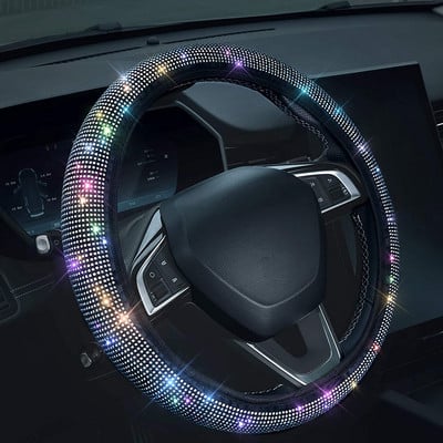 Autó kormánykerék burkolat Crystal Diamond Sparkling Car SUV Kormánykerék védő Jármű Autó Dekoráció Szénszálas