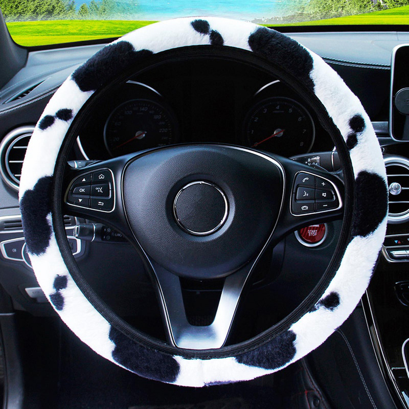 Univerzális autós plüss kormánykerékburkolat Auto Styling kormánykerékvédő készlet 37-38 cm-es járműbelső tartozékokhoz
