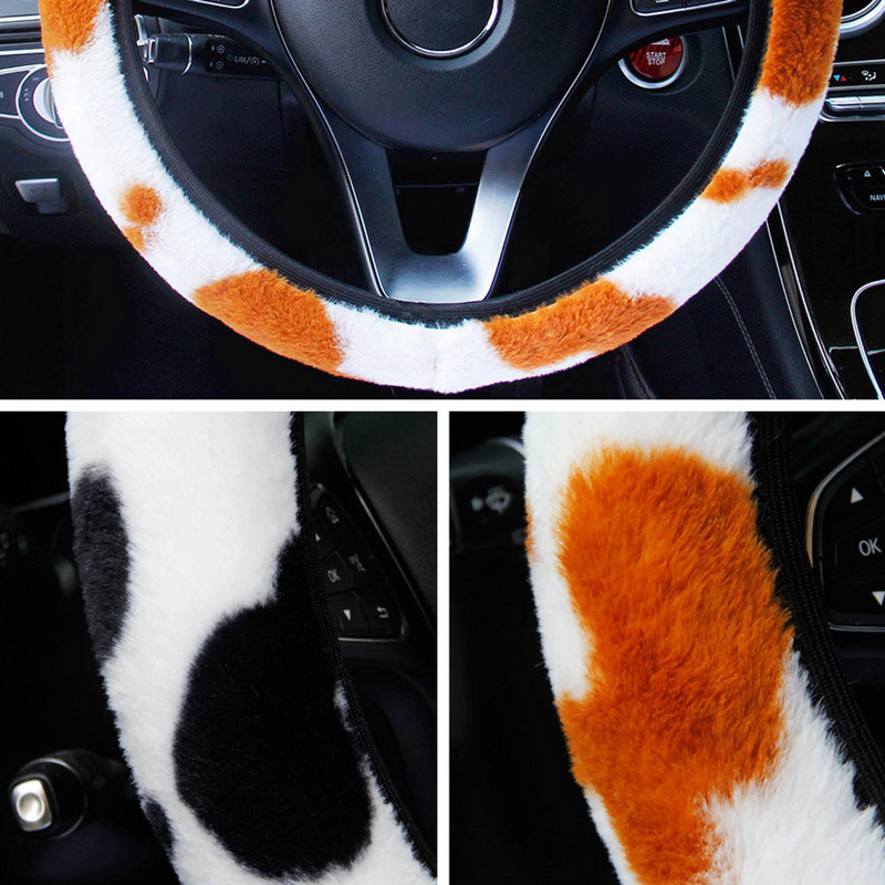Univerzális autós plüss kormánykerékburkolat Auto Styling kormánykerékvédő készlet 37-38 cm-es járműbelső tartozékokhoz