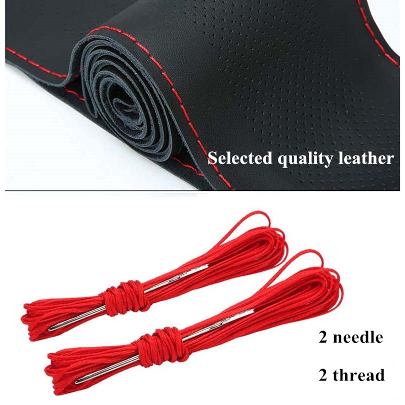 Καλύμματα τιμονιού αυτοκινήτου Πλεξούδα DIY 38cm από μαλακό τεχνητό δέρμα Καλύμματα αυτοκινήτου αυτοκινήτου με βελόνα και κλωστή Αξεσουάρ αυτοκινήτου