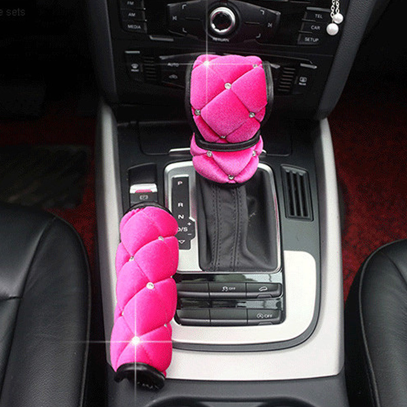 Preslatki crtani dijamantni plišani poklopac ručice mjenjača automobila Kristalni poklopac ručne kočnice Navlaka automatskog mjenjača Stilski dodaci za interijer