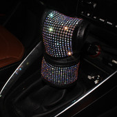 Dimanta kristāla automašīnas pārnesumu pārslēgšanas apkakles pārsegs Glitter Rhinestones Auto rokas bremžu pārsegi melnas krāsas automašīnas salona piederumi