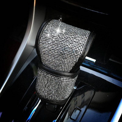 Dimanta kristāla automašīnas pārnesumu pārslēgšanas apkakles pārsegs Glitter Rhinestones Auto rokas bremžu pārsegi melnas krāsas automašīnas salona piederumi