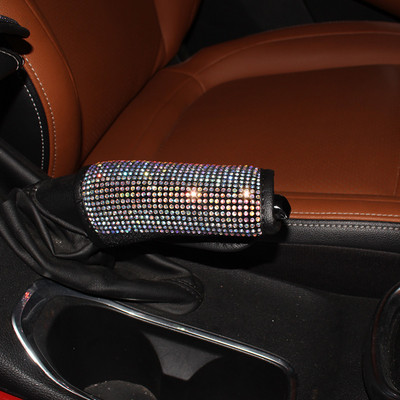 Dimanta kristāla automašīnas pārnesumu pārslēgšanas apkakles pārsegs Glitter Rhinestones Auto rokas bremžu pārsegi melnas krāsas automašīnas salona piederumi