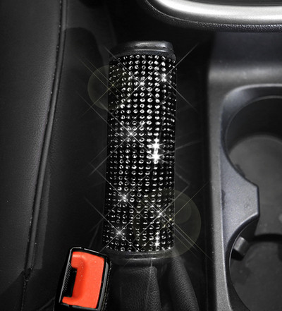 Dimanta kristāla automašīnas pārnesumu pārslēgšanas apkakles pārsegs Glitter Rhinestones Auto rokas bremžu pārsegi melnas krāsas automašīnas salona piederumi