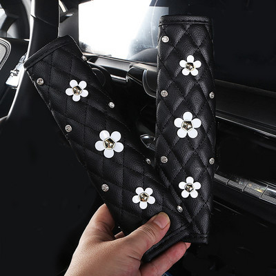 2 komada modne kožne navlake za sigurnosni pojas automobila od kamenčića Crystal Crown Univerzalni jastučić za ramena Dodaci za unutrašnjost automobila