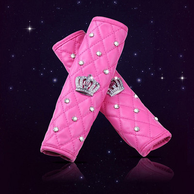 2 komada modne kožne navlake za sigurnosni pojas automobila od kamenčića Crystal Crown Univerzalni jastučić za ramena Dodaci za unutrašnjost automobila