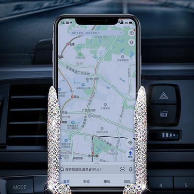 Универсален държач за телефон за кола с Bing Crystal Rhinestone Car Air Mount Clip Държач за мобилен телефон за iPhone Samsung Държач за кола