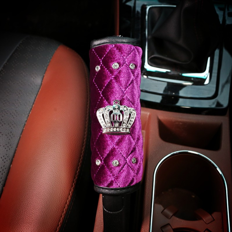 Žieminis minkštas pliušinis automobilio pavarų dangtelis Crystal Crown automatinio rankinio stabdžio dangtelis pavarų dėžės rankenėlės dangtelio modeliavimas automobilio salono priedai