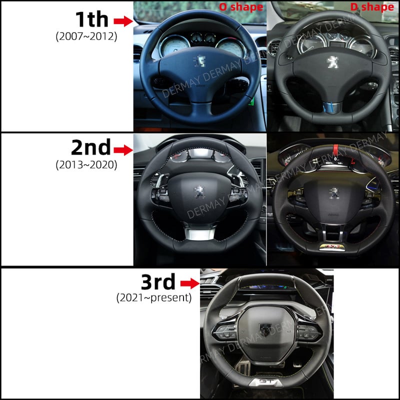 Peugeot 308 308CC SW I III III T7 T8 T9 2007~2022 autóhoz kormánykerék burkolat Mikroszálas bőr+szénszálas autótartozékok