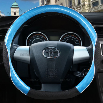 за Toyota Wish AE10 AE20 2003~2017 DERMAY Капак на волана на автомобила Микрофибърна кожа+въглеродни влакна Автоаксесоари