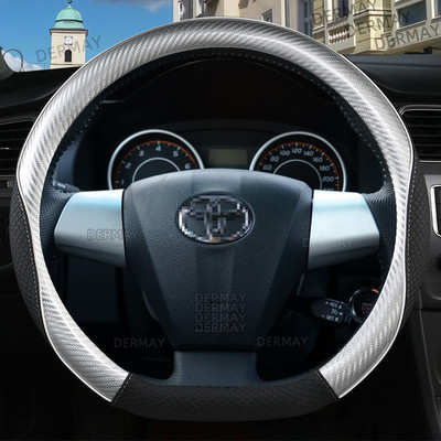 за Toyota Wish AE10 AE20 2003~2017 DERMAY Капак на волана на автомобила Микрофибърна кожа+въглеродни влакна Автоаксесоари