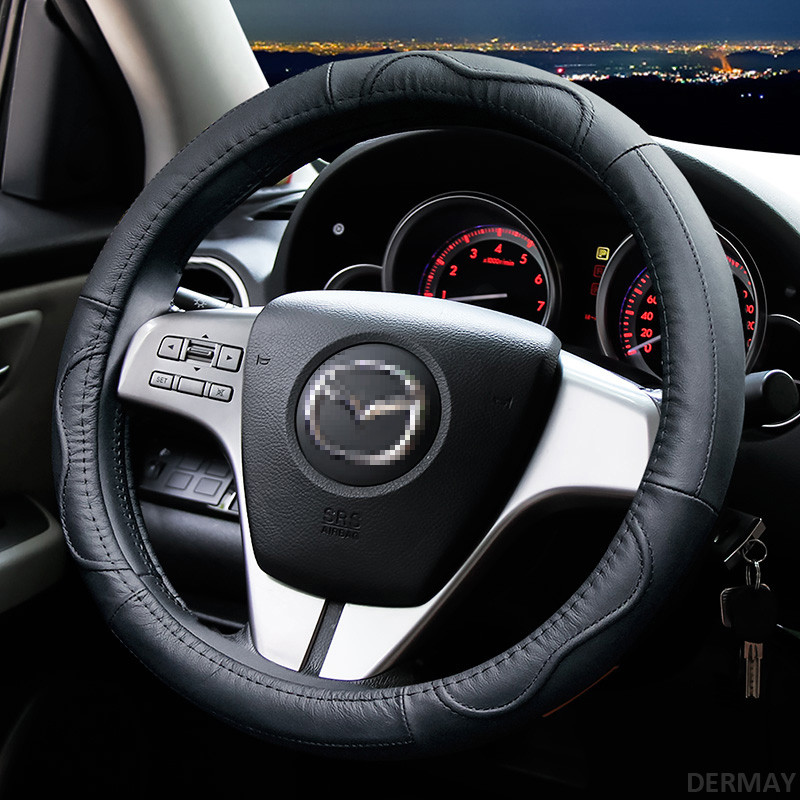 Bőr autó kormánykerék burkolat Mazda 2 3 Mazda 6 Axela Atenza CX-3 CX-4 CX5 CX-7 CX-9 2000-2020 autótartozékokhoz