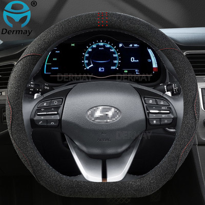 Hyundai ioniq-hoz 2016 2017 2018 2019 2020 2021 DERMAY Velúr bőr autó kormányburkolat csúszásmentes autótartozékok belső tér