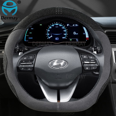 Hyundai ioniq-hoz 2016 2017 2018 2019 2020 2021 DERMAY Velúr bőr autó kormányburkolat csúszásmentes autótartozékok belső tér