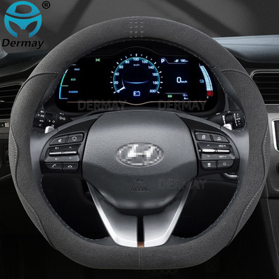 Hyundai ioniq-hoz 2016 2017 2018 2019 2020 2021 DERMAY Velúr bőr autó kormányburkolat csúszásmentes autótartozékok belső tér