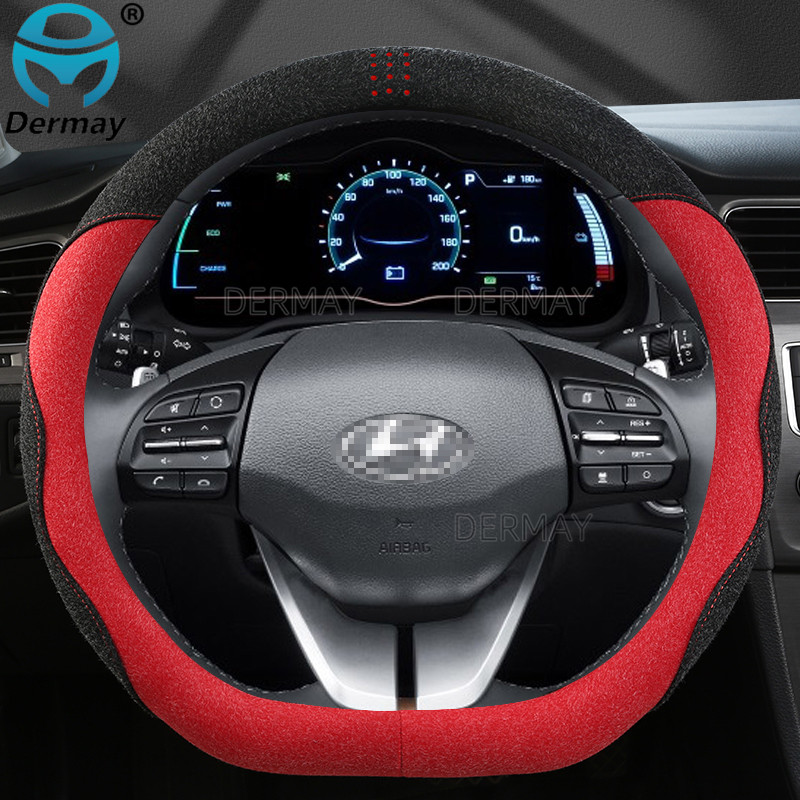 Hyundai ioniq-hoz 2016 2017 2018 2019 2020 2021 DERMAY Velúr bőr autó kormányburkolat csúszásmentes autótartozékok belső tér