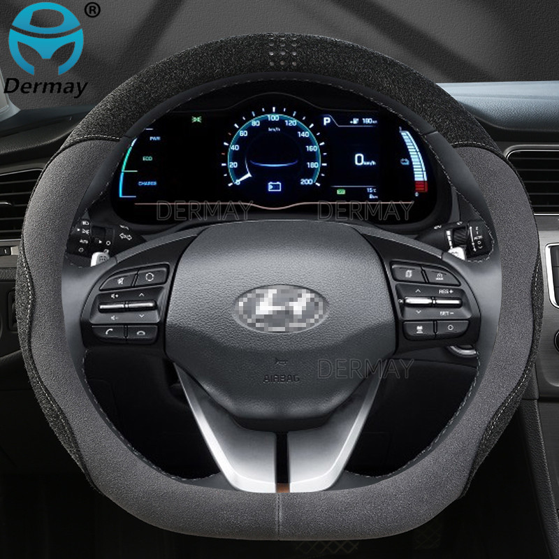 Hyundai ioniq-hoz 2016 2017 2018 2019 2020 2021 DERMAY Velúr bőr autó kormányburkolat csúszásmentes autótartozékok belső tér