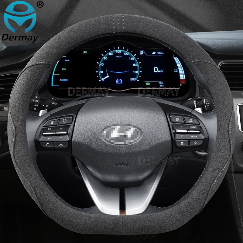 Hyundai ioniq-hoz 2016 2017 2018 2019 2020 2021 DERMAY Velúr bőr autó kormányburkolat csúszásmentes autótartozékok belső tér
