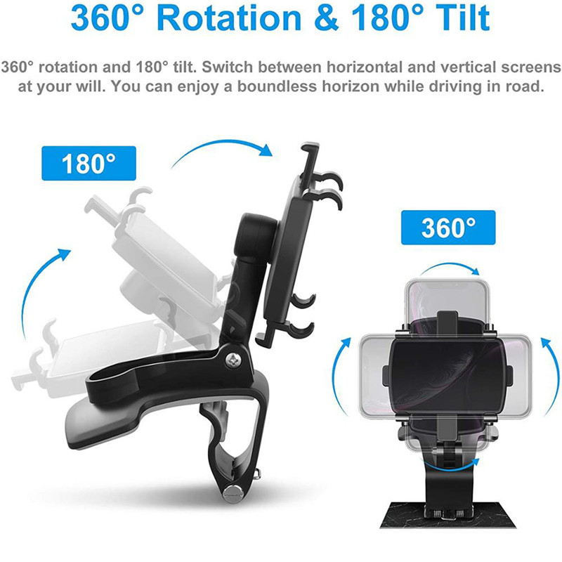 Suport pentru telefon 3in1 pentru masina Tabloul de bord Oglinda retrovizoare Suport volan Suport parasolar Suport mobil mobil GPS Suport tableta Vehicul
