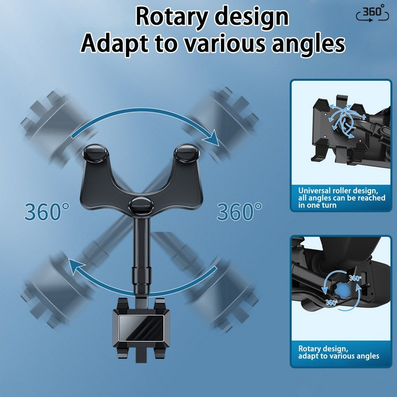 Suport de telefon reglabil la 360° pentru oglindă retrovizoare pentru mașină Suport universal pentru suport GPS pentru vehicul Suport telescopic rotativ pentru telefon în mașină
