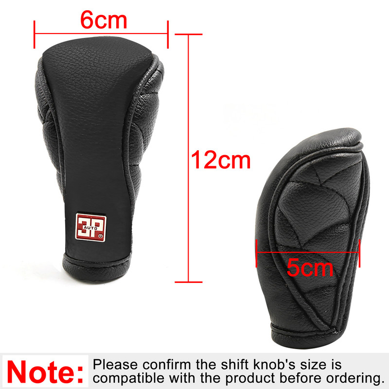 Uxcell Univerzalna protuklizna navlaka za ručku mjenjača od spužve od umjetne kože podstavljena s patentnim zatvaračem, crna