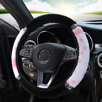 38cm automobilio vairo dangtelis Leopard Print Neslystantis minkštas pliušinis automobilio vairo dangtelis Auto salono priedai Automobilio stilius