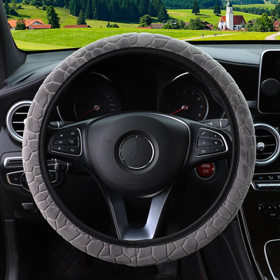 Universal 37-39cm Pink Steering Wheel Cover Soft Warm Plush Steering Wheel Cover For Winter Car Steering Wheel Interior Parts