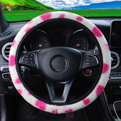 Univerzalna 37-39cm ružičasta navlaka za volan, meka topla plišana navlaka za volan za zimske unutarnje dijelove volana automobila