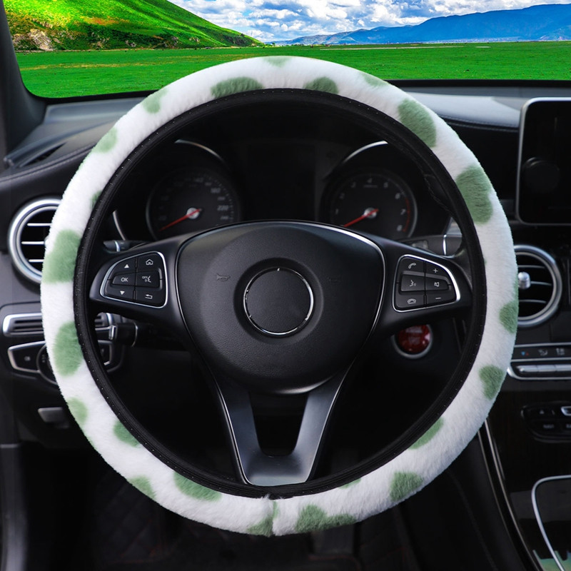 Univerzalna 37-39cm ružičasta navlaka za volan, meka topla plišana navlaka za volan za zimske unutarnje dijelove volana automobila