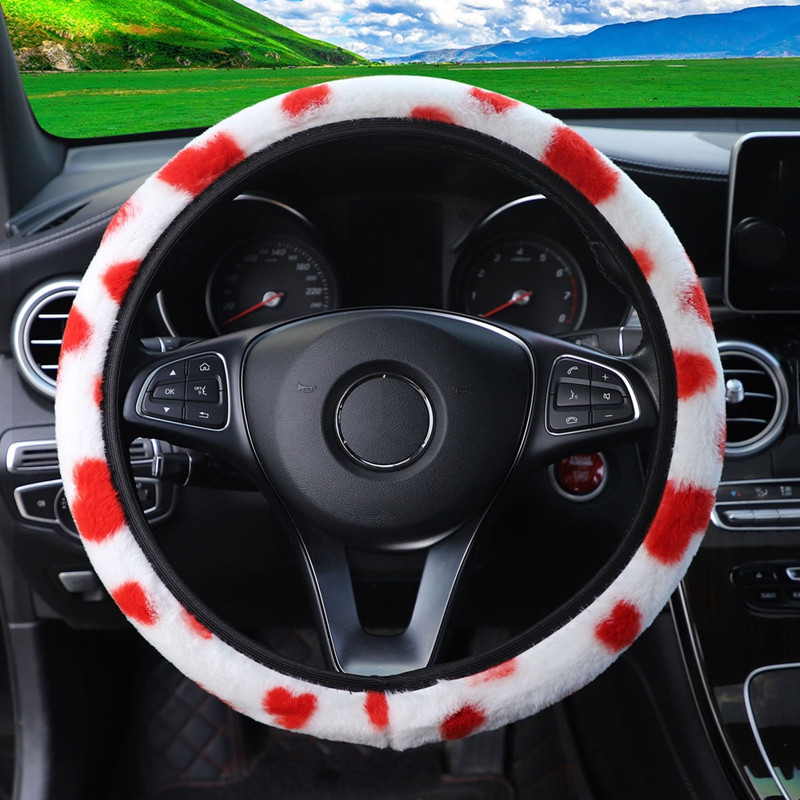Univerzalna 37-39cm ružičasta navlaka za volan, meka topla plišana navlaka za volan za zimske unutarnje dijelove volana automobila