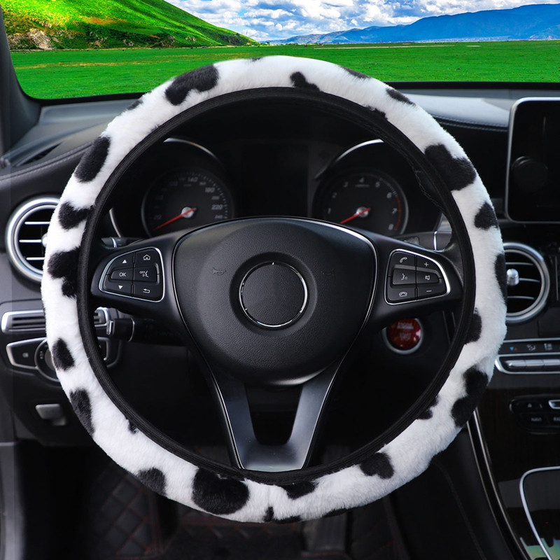 Univerzalna 37-39cm ružičasta navlaka za volan, meka topla plišana navlaka za volan za zimske unutarnje dijelove volana automobila