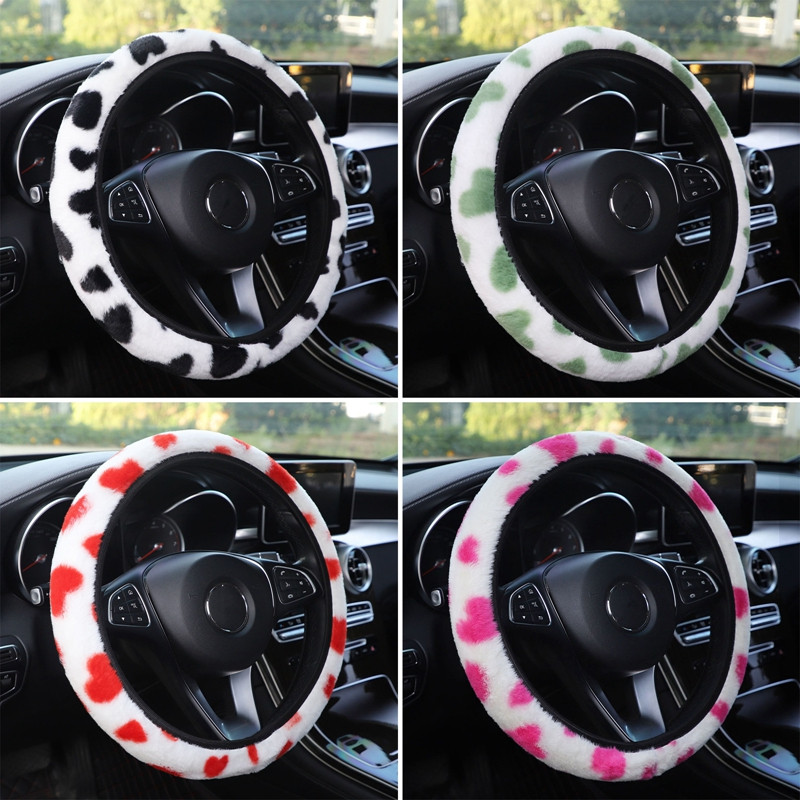 Univerzalna 37-39cm ružičasta navlaka za volan, meka topla plišana navlaka za volan za zimske unutarnje dijelove volana automobila